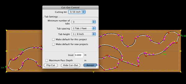 Flip the cut to the outside of the line and use the 3/16" cutting bit.